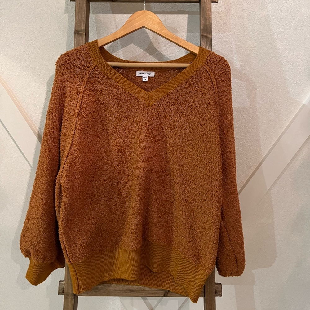 Rust Balloon Sleeve Sweater